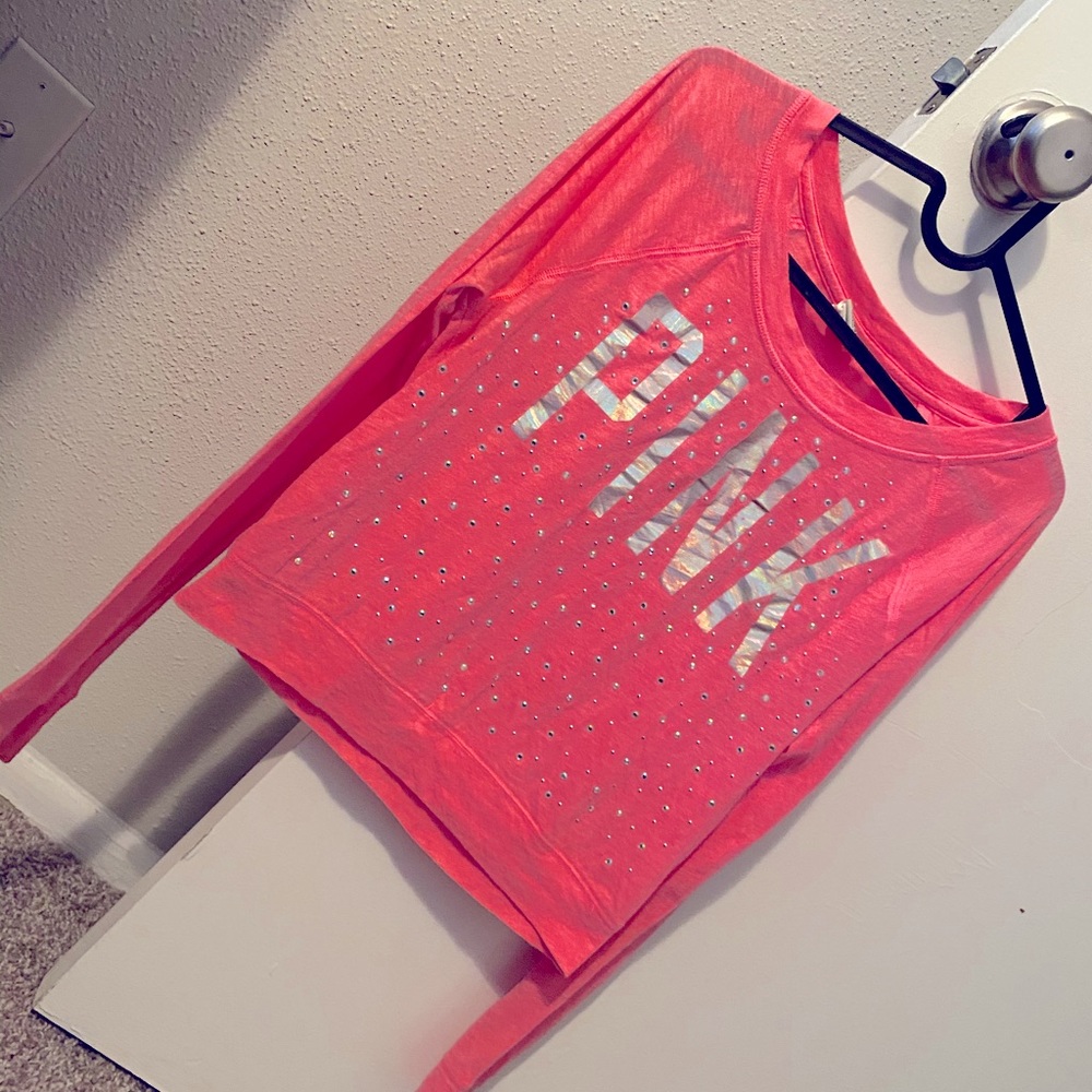 ❤️❤️ VS PINK Holographic Bling Long Sleeve Shirt